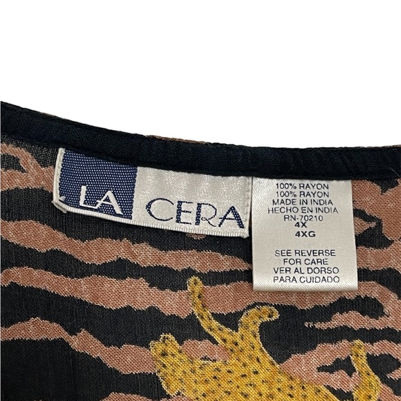 LA CERA Tiger Prints Midi Slits Mother Of Pearl Buttons Plus Dress Size 4X - Picture 7 of 10